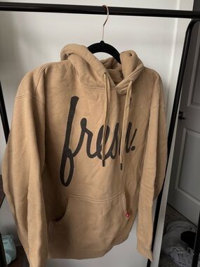 fresh Tan Hoodie with Black Script Logo